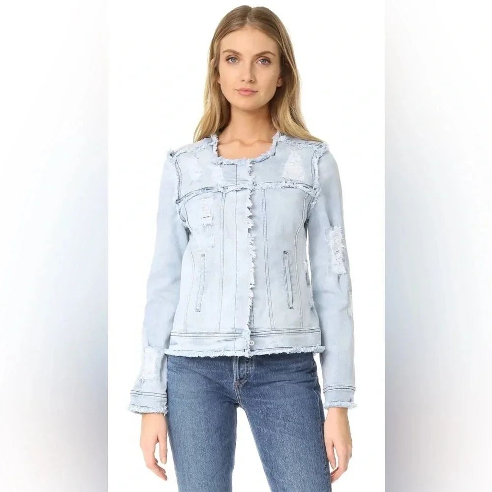 Generation Love Madison Distressed Jean Jacket Size xs Light Wash